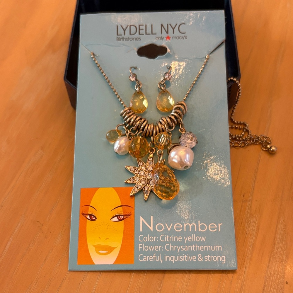 Lydell NYC Citrine Yellow Necklace and Earring Set
